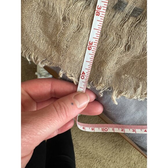 Eileen Fisher Distress Lightweight Beige Scarf With Gray Dotted Pattern - Picture 6 of 8